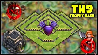 *NEW* EPIC TH9 [Town Hall 9] Trophy Base! w/ Replays! Anti Valkyrie, Anti Lavaloon - Clash Of Clans