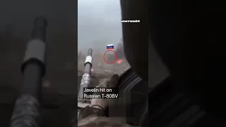 🇺🇦Javelin hit on 🇷🇺 T-80BV tank. Russian occupier filmed the destruction of his accomplices #shorts
