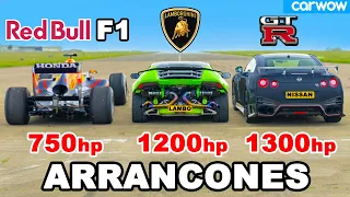 Auto F1 vs 1200hp Lamborghini vs 1300hp GT-R NISMO: ARRANCONES