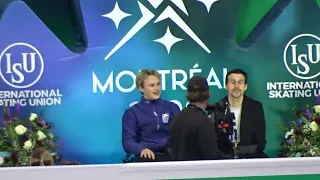 Ilia Malinin Kiss and Cry with father at the 2024 ISU World Figure Skating championship