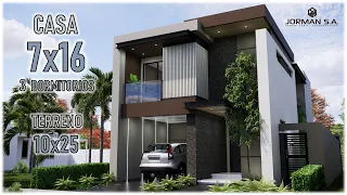 🟡 Modern House Design | 2 storey 7x16m| 3-Bedroom House with Pool