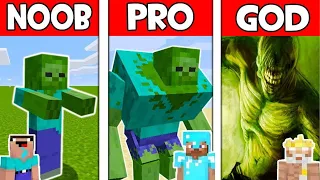 Minecraft ZOMBIE STATUE HOUSE BUILD CHALLENGE: NOOB vs PRO vs GOD in Minecraft/ Animation