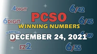 P49M Jackpot Ultra Lotto 6/58, EZ2, Suertres, 4Digit, and Megalotto 6/45 | December 24, 2021