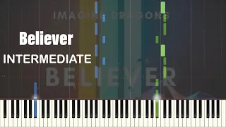 Imagine Dragons - Believer - Intermediate Piano Solo Tutorial (Sheet Music Available)