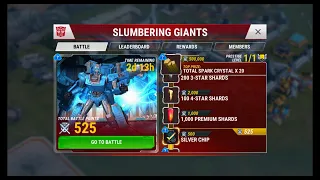 [*/*] Transformers: Earth Wars - SLUMBERING GIANTS - Total 525 Battle Points