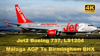 Trip Report Jet2 Boeing 737 LS1204 From Malaga AGP to Birmingham 2023, November 2023 in 4K