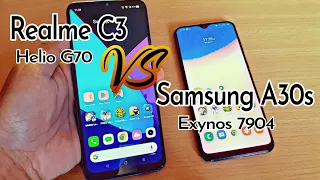 Samsung A30s vs Realme C3 - Speed Test Review | Helio G70 vs Exynos 7904