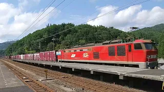 【琵琶湖線へ迂回するレッドサンダー】 北陸本線　上り貨物　EF510　近江塩津駅　通過