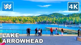 [4K] Lake Arrowhead Village, California USA - Scenic Nature Walking Tour 🎧 Binaural Sound