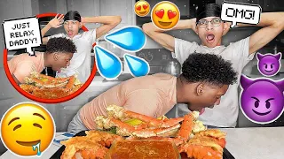 ASKING MY BOYFRIEND FOR SLOPPY TOPPY WHILE FILMING PRANK!! Mukbang Glo.twinz