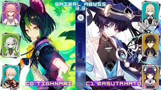 C0 Tighnari & C1 Masutahato floor 12 abyss 3.3 | Genshin Impact