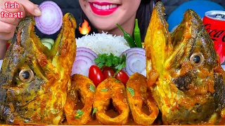 MASSIVE FISH FEAST! BIG FISH HEAD CURRY, FISH CURRY, CHILI, RICE ASMR Eating Sounds