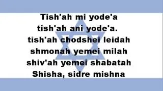 Echad Mi Yodea Hebrew