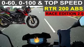 Apache RTR 200 4V Race Edition 2.0 ABS 0-60, 0-100 and Top Speed Test | Ajith The Travel Buddy