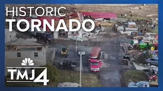 Drone video shows path of destruction left by Wisconsin tornado
