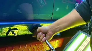 vw polo sill paintless dent pdr repair with  sticky beast cold glue (better then Glexo)
