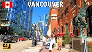 🇨🇦 【4K】☀️  Downtown Vancouver BC, Canada.  Relaxing Walk.  Amazing Sunny Day. September  2023.