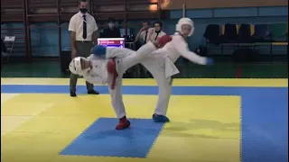 1 й бой Чемпионат Харьковской обл каратэ WKF 10 11 лет +44 кг 19 09 20