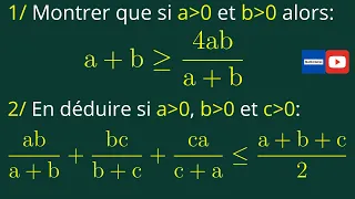 Calcul dans R: Montrer que ab/(a+b)+bc/(b+c)+ca/(c+a)≤(a+b+c)/2              Classe: Seconde S, C, D