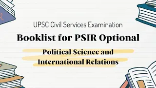 Booklist for PSIR Optional I Strategy for PSIR Optional I UPSC CSE Booklist #psiroptional
