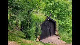 Icelandic Turf house camping cabin guided tour. I show you around my Viking style creation.