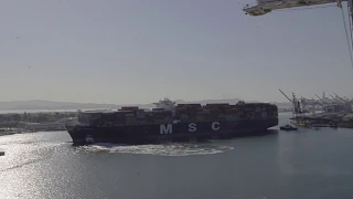 Big ship turning at Port of Oakland