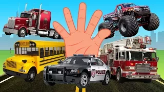 Finger Family Vehicles Collection Learning Planes Trucks Police Cars Taxi Names and Sound Rhymes