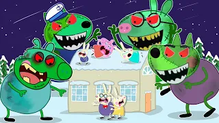 ペッパピッグ Peppa Pig and friends turn into giant zombies!! Zombies attack the school