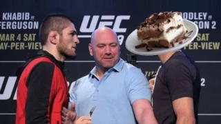 KHABIB DENIES EATING TIRAMISU, CORMIER AND JOHNSON FUNNY INTERVIEW. GALL HEAVYWEIGHT CHAMPION.