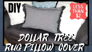 DIY DOLLAR TREE ENVELOPE PILLOW COVER FROM A RUG! || LESS THAN $2!