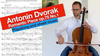 Antonin Dvorak, Romantic Piece op.75/1 for Celloensemble, playalong, sheet music, arr. Tobias Sykora