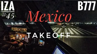 B777 TAKEOFF Mexico | 4K Cockpit View | ATC & Crew Communications