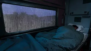 Sleep Immediately With Heavy Rain On Window On The Train Journey - Rain Sounds For Sleeping ASMR