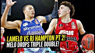 LaMelo Ball vs RJ Hampton Pt 2! LaMelo Goes OFF For 2nd TRIPLE DOUBLE In A ROW & Dunks ON Defender!!