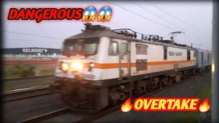 Dangerous 🔥 130 Km/h 🔥 Parallel Overtake By 12301 HWH-NDLS Rajdhani Express At HWH-BWN Cord Line.