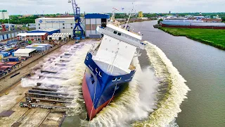 Ship Launch of Multi-Purpose Vessel FWN Arctic at Ferus Smit Shipyard