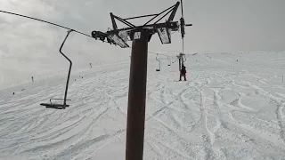 Kinaole Japan 2023 NISEKO 21 Feb. Ride on top lift to Niseko peak.