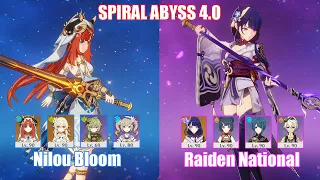 C0 Nilou Bloom & C0 Raiden National | Spiral Abyss 4.0 | Genshin Impact