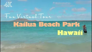 [4K] Exploring Kailua Beach Park Hawaii USA - Milky white sand with Turquoise blue water カイルアビーチ　ハワイ