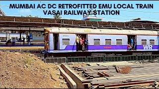 Mumbai AC DC EMU Retrofitted Local Train- Vasai Railway Station, Maharashtra, India- Indian Railways