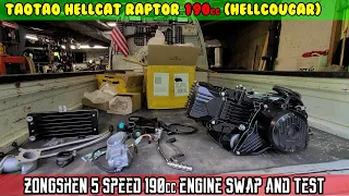 (E12) Zongshen 5 speed 190cc engine swap + test ride HELLCOUGAR TaoTao Hellcat Raptor 190cc