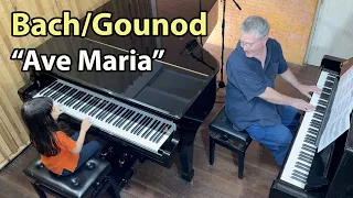 Bach/Gounod "Ave Maria" 2 Pianos - Emilie & Dad