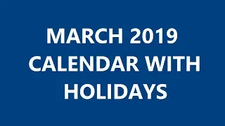 March 2019 Calendar With Holidays