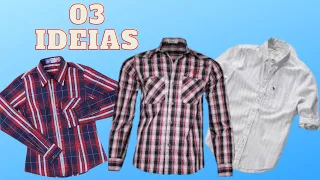 03 IDEIAS POUCO CONHECIDA  PARA RECICLAR CAMISA VELHA -  TRANSFORMAR ROPA - DIY  CLOTHES