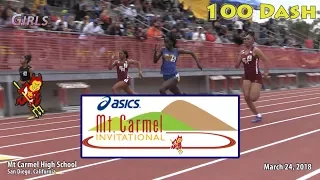 2018 TF - Mt Carmel - 100 (Girls, Heats 1-3)