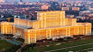 8K Ultra HDR - Aerial drone view of Bucharest city, Romania