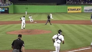 TB@MIA: Alvarez starts inning-ending double play