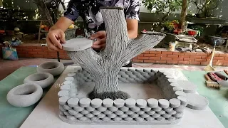 Tree Stump Combined Fish Tank | Beautiful and easy | Creative With Cement For Your Garden