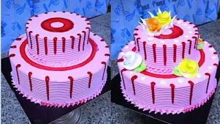 Easy Strawberry cake recipe | Haw To make strawberry cake | 2step Strawberry cake design