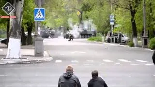 Мариуполь 09 05 14  Стрельба из РПГ по РОВД Ukraine, Mariupol